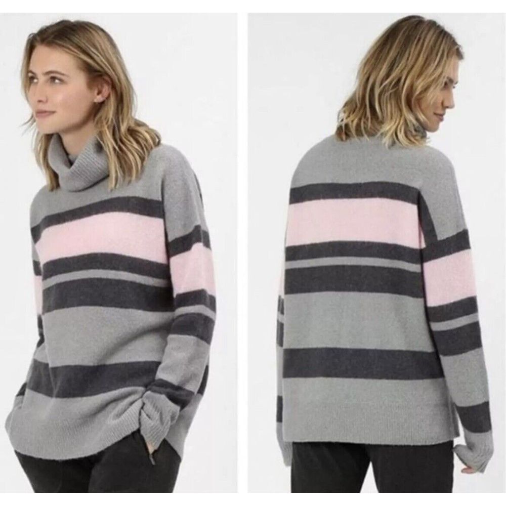 Sweaty Betty Bloomsbury Sweater Small Striped‎ Turtleneck Knit Wool Mohair Cozy